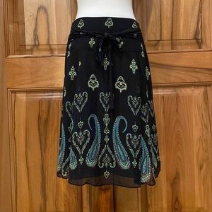 JPR Separates - Black/Multicolored Silk Wrap-Waist Skirt - EUC - 8